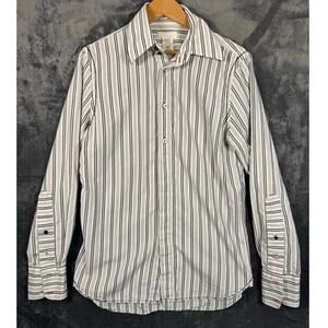 Designer x Diesel Men’s Casual Pin-Striped Long Sleeve Button Down Shirt Medium